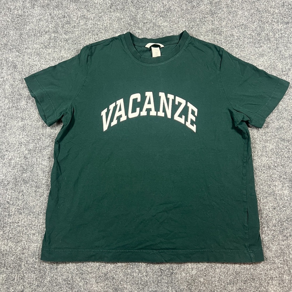 H&M Vacanze T Shirt Mens Medium Green Cotton Non Stretch Short Sleeve Casual Tee